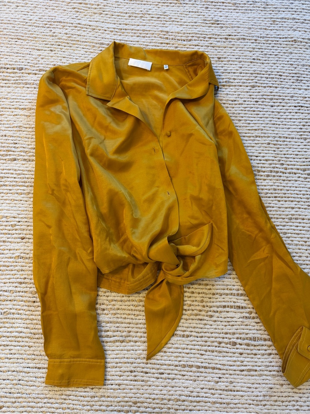 7 For All Mankind Satin Tie-Front Shirt Size M
